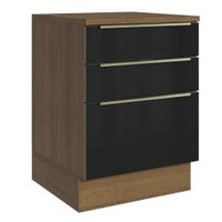 Balcão de Cozinha 60 cm 3 Gavetas Rustic/Preto Lux Madesa
