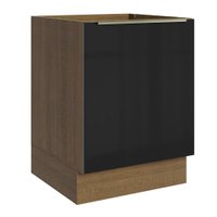 Balcão de Cozinha 60 cm 1 Porta (Sem Tampo) Rustic/Preto Lux Madesa