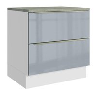 Balcão de Cozinha 80 cm 2 Gavetas Branco/Cinza Lux Madesa