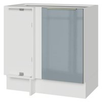 Balcão de Canto 1 Porta (Sem Tampo) Branco/Cinza Lux Madesa