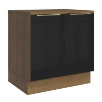 Balcão de Cozinha 80 cm 2 Portas Rustic/Preto Lux Madesa