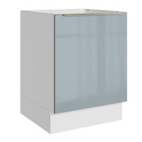 Balcão de Cozinha 60 cm 1 Porta (Sem Tampo) Branco/Cinza Lux Madesa