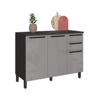 Balcão de Cozinha 120 Cm Diamante 2 Portas 3 Gavetas Cinza/Titanio - Indékes