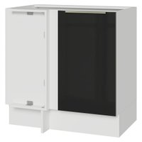 Balcão de Canto 1 Porta (Sem Tampo) Branco/Preto Lux Madesa