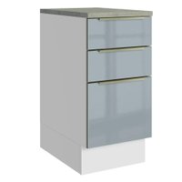 Balcão de Cozinha 40 cm 3 Gavetas Branco/Cinza Lux Madesa