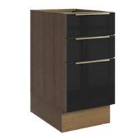 Balcão de Cozinha 40 cm 3 Gavetas (Sem Tampo) Rustic/Preto Lux Madesa