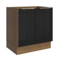 Balcão de Cozinha 70 cm 2 Portas (Sem Tampo) Rustic/Preto Lux Madesa