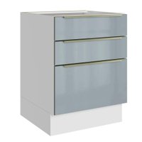 Balão de Cozinha 60 cm 3 Gavetas (Sem Tampo) Branco/Cinza Lux Madesa