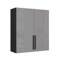 Armario Aereo Cozinha 80 Cm Diamante 2 Portas Cinza/Titanio - Indékes