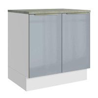 Balcão de Cozinha 80 cm 2 Portas Branco/Cinza Lux Madesa
