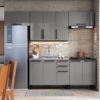 Cozinha Completa Diamante Com 9 Portas 3 Gavetas Cinza/Titanio - Indékes