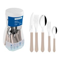 Faqueiro Tramontina Leme Aço Inox e Polipropileno Cinza 20 Peças