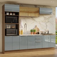 Armário de Cozinha Completa 270 cm Rustic/Cinza Lux Madesa 05