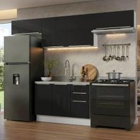 Armário de Cozinha Completa 280 cm Branco/Preto Lux Madesa 02