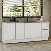 Armário de Cozinha Compacta 200 cm Branco/Branco Veludo Lux Madesa 06