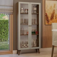 Cristaleira 70 cm 2 Portas de Vidro com Pés Trapézio Rustic/Crema/Rustic Vik Madesa