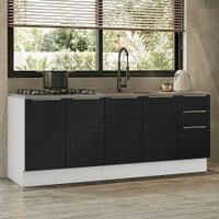 Armário de Cozinha Compacta 200 cm Branco/Preto Lux Madesa 06