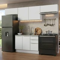 Armário de Cozinha Completa 280 cm Branco/Branco Veludo Lux Madesa 02
