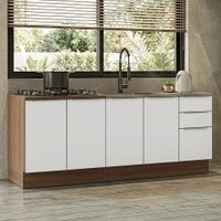 Armário de Cozinha Compacta 200 cm Rustic/Branco Veludo Lux Madesa 06