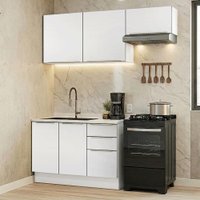 Armário de Cozinha Compacta 180 cm Branco/Branco Veludo Lux Madesa 03