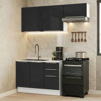 Armário de Cozinha Compacta 180 cm Branco/Preto Lux Madesa 03