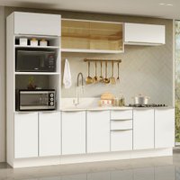 Armário de Cozinha Completa 270 cm Branco/Branco Veludo Lux Madesa 06