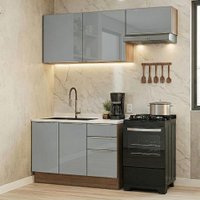 Armário de Cozinha Compacta 180 cm Rustic/Cinza Lux Madesa 03