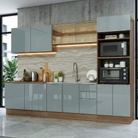 Armário de Cozinha Completa 310 cm Rustic/Cinza Lux Madesa 04