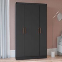 Guarda-Roupa Solteiro 4 Portas Lyon 8 Prateleiras Preto - Pnr Móveis