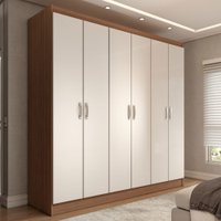 Guarda-Roupa Casal Normandia 6 Portas 2 Gavetas Demolição/Branco - Panorama Móveis
