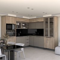Cozinha Completa Modulada 22 Portas 3 Gavetas com Vidro Imperial/Fume - Panorama Móveis