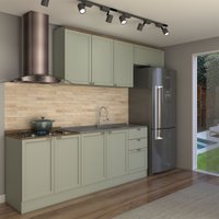 Cozinha Competa Omaha 8 Portas 3 Gavetas 100% Mdf Mint/Fendi - Panorama Móveis