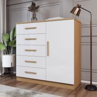 Cômoda Divini 1 Porta 5 Gavetas Demolição/Branco - Panorama Móveis