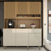 Cozinha Compacta Bela Arte 6 Portas 1 Gaveta 100% Mdf Cinamomo/Off White - Panorama Móveis