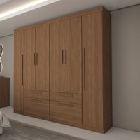 Guarda-Roupa Casal Fortaleza 6 Portas 4 Gavetas Jatoba - Panorama Móveis