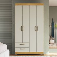Guarda-Roupa Solteiro Basic 4 Portas 2 Gavetas Ipê/Cristalo - Decibal