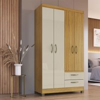 Guarda-Roupa Solteiro 4 Portas 2 Gavetas Rp2426 Ipê/Cristalo - Decibal