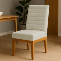 Cadeira de Jantar Solana Suede Cappuccino Base de Madeira - Pallazio
