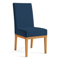 Cadeira de Jantar Brisa Veludo Azul Marinho Base de Madeira - Pallazio