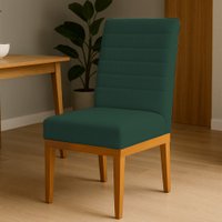 Cadeira de Jantar Solana Suede Verde Base de Madeira - Pallazio