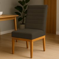 Cadeira de Jantar Solana Suede Marrom Base de Madeira - Pallazio