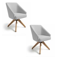 Kit 2 Poltronas Giratórias Alana Bouclê Base de Madeira - Pallazio Cor:Cinza