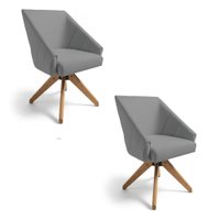 Kit 2 Poltronas Giratórias Alana Suede Grafite Base de Madeira - Pallazio