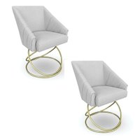 Kit 2 Poltronas Luxo Alana Bouclê Cinza Base Luxo Dourado - Pallazio