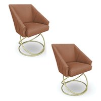 Kit 2 Poltronas Luxo Alana Bouclê Terracota Base Luxo Dourado - Pallazio