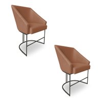 Kit 2 Poltronas Luxo Alana Bouclê Terracota Base Ferro Preto - Pallazio