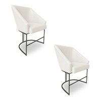Kit 2 Poltronas Luxo Alana Bouclê Base Ferro Preto - Pallazio Cor:Bege