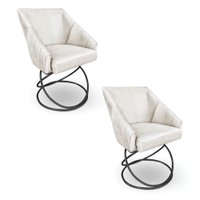 Kit 2 Poltronas Luxo Alana Suede Base Luxo Preto - Pallazio Cor:Bege