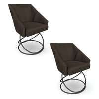 Kit 2 Poltronas Luxo Alana Suede Marrom Base Luxo Preto - Pallazio
