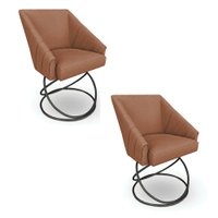 Kit 2 Poltronas Luxo Alana Bouclê Terracota Base Luxo Preto - Pallazio